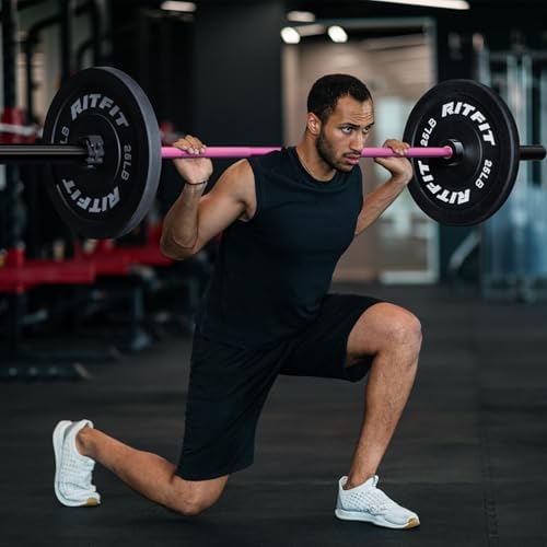 RitFit 7FT Olympic Barbell for Strength and Weightlifting Training - 2 Inch Olympic Bar for Squat, Deadlift, Bench Press