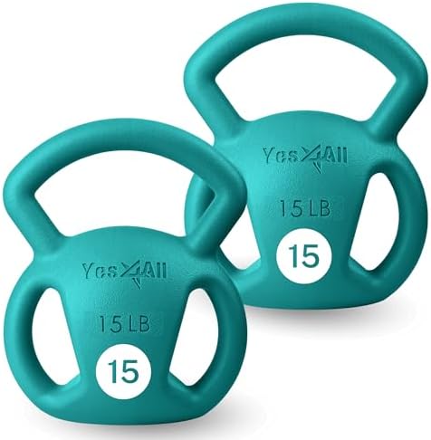 Yes4All Kettlebell, Strength Training Kettlebells for Women, Wide Multi-grip Textured Handle for Home Gym Exercises & Fu