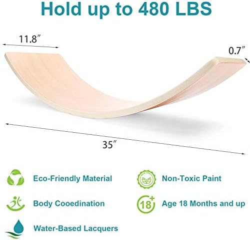 Wood City Wobble Board, Wooden Balance Board for Toddlers & Adults