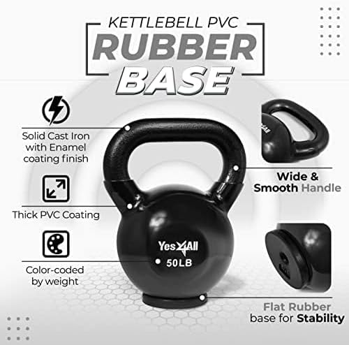 Yes4All Rubber Base Kettlebells for WomenStrength Training (10-65 lbs) Yes4All Kettlebells for Women Fitness Rubber Ba