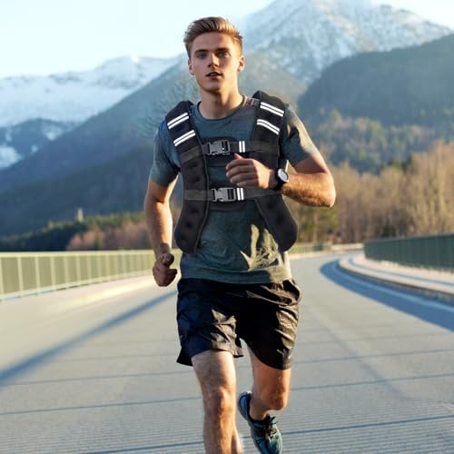 VEVOR Weighted Vest for Strength Training and Weight Loss, Reflective Stripe, Adjustable Buckle, 12/16/20/30 lbs