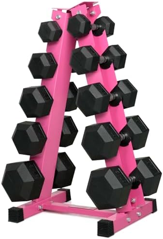 RitFit 250LB Rubber Hex Dumbbells with Weights Rack for Home Strength Training | RitFit 300LB Rubber Hex Dumbbells and