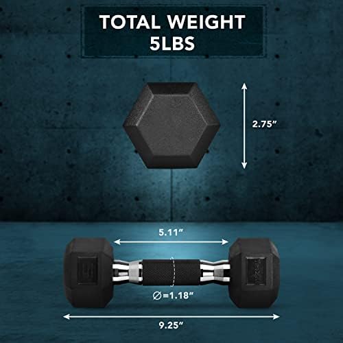 Yes4All Rubber Grip Encased Hex Dumbbell - Anti-Slip Hand Weights for Home Gym, 5-50 LBS Adjustable | Yes4All Rubber G