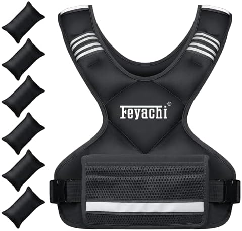 Feyachi Adjustable Weighted Vest for Running Workout and Training - 3-12 lbs / 12-20 lbs / 20-32 lbs - Reflective Design