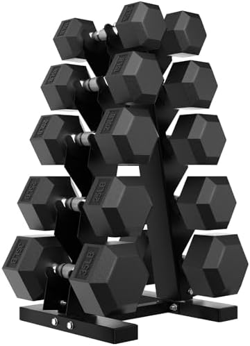 Hex Weights Dumbbells Set with Rack for Strength Training at Home and Gym, Heavy Duty 100-550 lb Rubber Coated Dumbbells