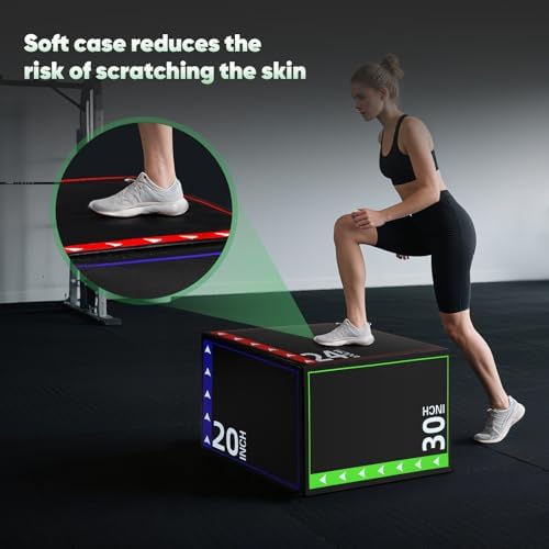 3-in-1 Plyometric Box Set - High-Density EPE & Compressed Foam Jump Box for Home Gym & HIIT & CrossFit - Non-Slip Box Ju