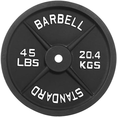 Fitvids Cast Iron Weight Plate 1-Inch Standard for Strength Training & Weightlifting Home Gym, Multiple Weights Availabl