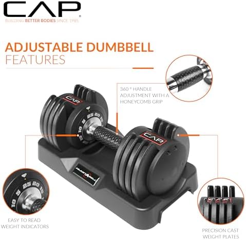Adjustable Round Dumbbell Weights | CAP Barbell | Multiple Handle Options, Singles & Pairs | 1|5 lb, 25 lb & 55 lb | Gym