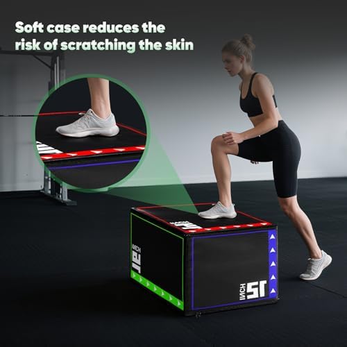 3-in-1 Plyometric Box Set - High-Density EPE & Compressed Foam Jump Box for Home Gym & HIIT & CrossFit - Non-Slip Box Ju
