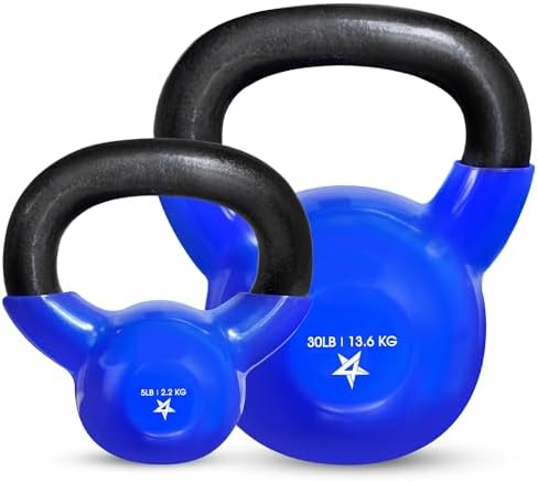 Yes4All Kettlebell, Stable Flat Bottom Kettlebell, Cast Iron Sets for Full Body Workout, Push Up, Grip Strength Training