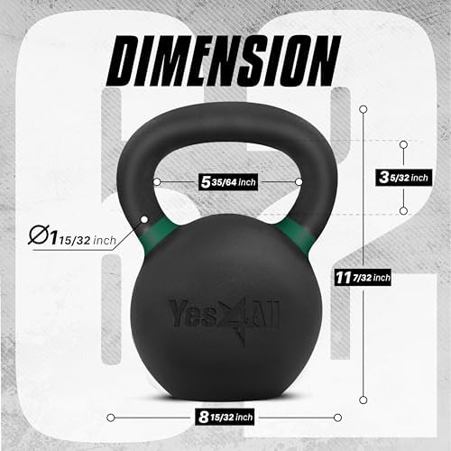 Yes4All Powder Coated 9lb-71lb Cast Iron Core Kettlebells for Heavy Duty Strength Training | Yes4All Powder Coated Kett