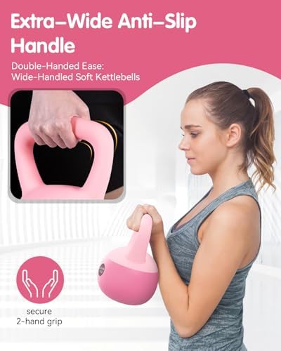 Cushioned Impact-Resistant Base Kettlebell for Home Workouts, Anti-Slip Grip Weight for Women & Men, Safe Strength Train