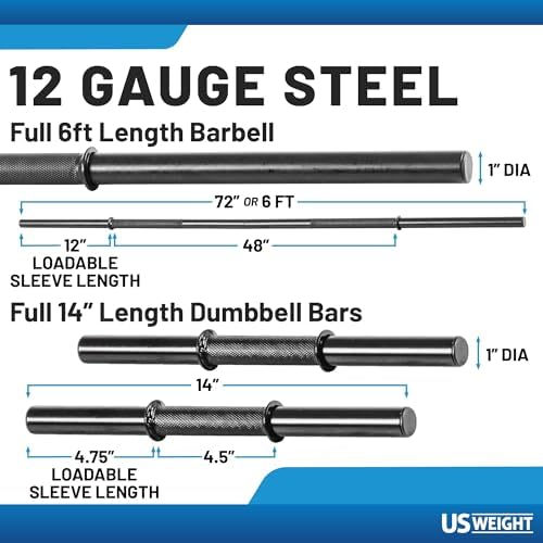 US Weight 105 Pound Adjustable Barbell Set for Home Gym Athletes | US Weight 105 Pound Full 6 Ft Barbell Set with Dumbb