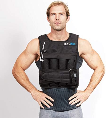 RUNmax Pro Weighted Vest for Men and Women - Portable & Adjustable - Workout, Fitness & Recovery - Up to 60lbs with Shou