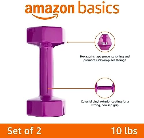 Amazon Basics Vinyl Coated Dumbbell Hand Weights for Home Gym Fitness Lovers | Amazon Basics Vinyl Coated Dumbbell Hand