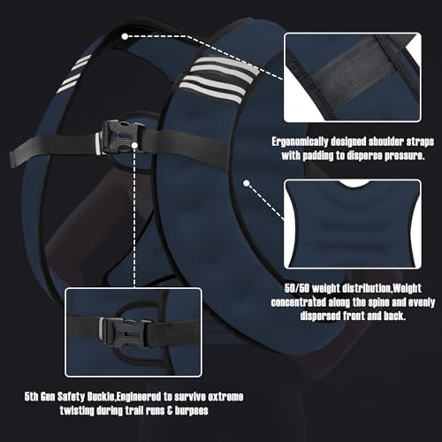 Weighted Vest for Men and Women - 10/15/20lbs - Reflective Stripe - Workout Equipment for Strength Training, Running, Wa
