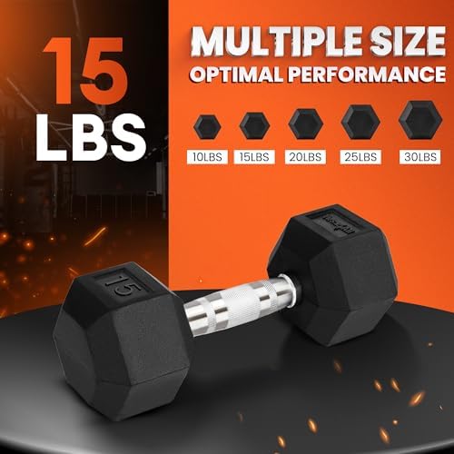 Yes4All Chrome Grip Encased Hex Dumbbells - Anti-Slip Hand Weights 5-50 LBS Single