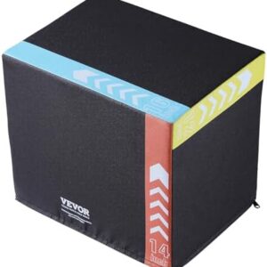 VEVOR 3 in 1 Plyometric Jump Box for Home Gym Training, Conditioning Strength Training, Black