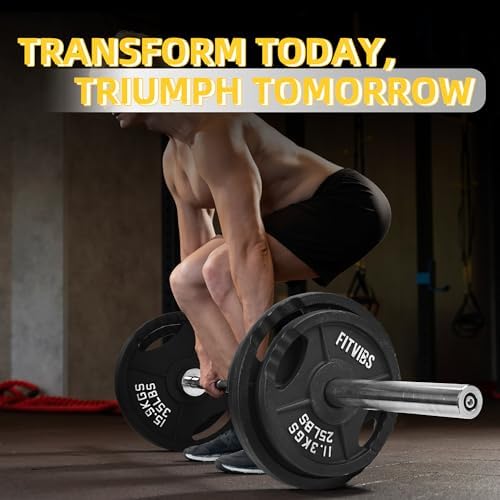 Fitvids Cast Iron Weight Plate for Strength Training and Weightlifting, Multiple Sizes | Fitvids 2-Inch Olympic Plate f