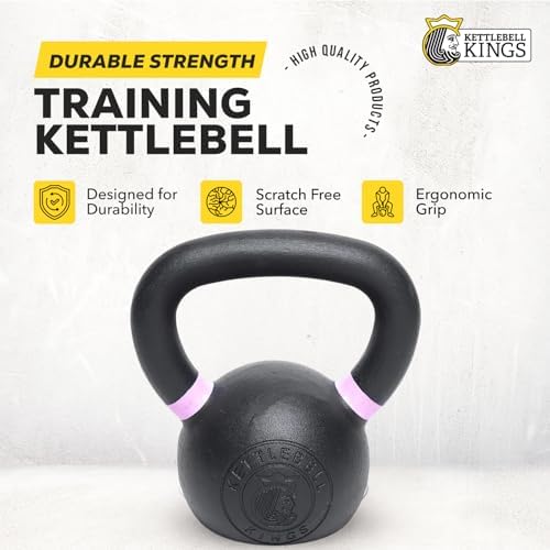 Kettlebell Kings Powder Coated Kettlebell Weights - 9-97 lb Strength Training Kettlebells for Men and Women - Home Gym E