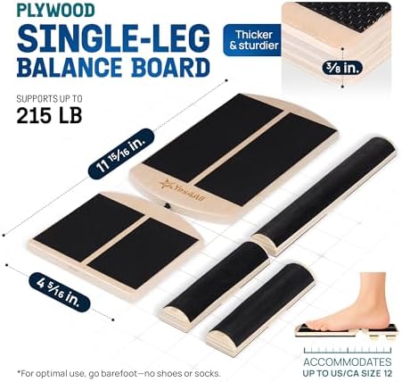 Yes4All Professional Anti-Slip Rocker Board for Leg Workout and Standing Desk Use | Yes4All 350LBS Wood Balance Board,