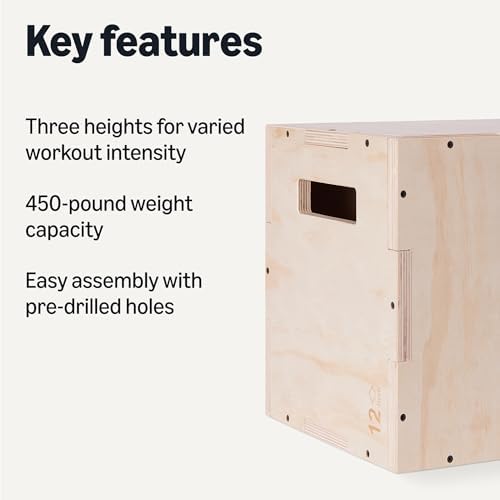 Amazon Basics Plyometric Jump Box, Home Gym Training for Fitness Enthusiasts, Jump Box Exercise for Home Workouts, 90x45