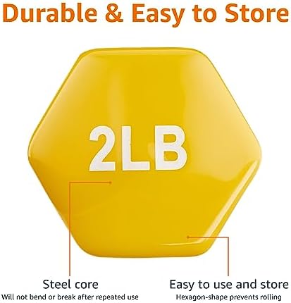 Amazon Basics Vinyl Coated Dumbbell Hand Weights for Home Gym Fitness Lovers | Amazon Basics Vinyl Coated Dumbbell Hand