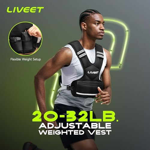 Weighted Vest for Women and Men 4-20lb Adjustable, Running Vest with Reflective Strips and Buckle Straps Weighted Vest