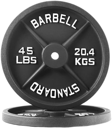 Fitvids Cast Iron Weight Plate 1-Inch Standard for Strength Training & Weightlifting Home Gym, Multiple Weights Availabl