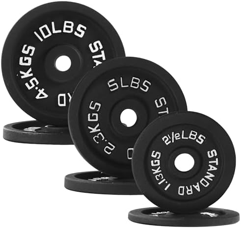 Fitvids Cast Iron Weight Plate Sets for Strength Training & Weightlifting, 35 LBS or 75 LBS or 120 LBS Sets Fitvids Ca
