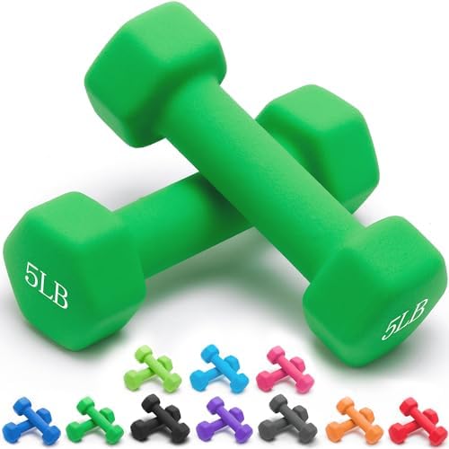 Portzon Dumbbells 10 Colors Options 1-15LB Anti-Slip Anti-Roll Hex Shape