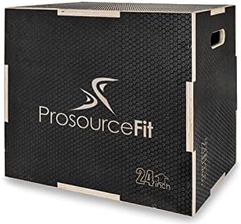 ProsourceFit 3-in-1 Wood Power Grip Non-Slip Plyometric Jump Box for Crossfit Enthusiasts, Home Gym Use, Black, 16L x 12