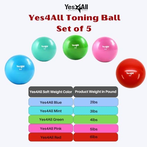 Yes4All Weighted Toning Balls for Exercise and Pilates | Yes4All Soft Medicine Balls for Balance and Flexibility Traini