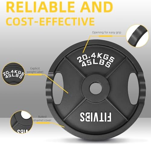 Fitvids Cast Iron Weight Plate for Strength Training and Weightlifting, Multiple Sizes | Fitvids 2-Inch Olympic Plate f