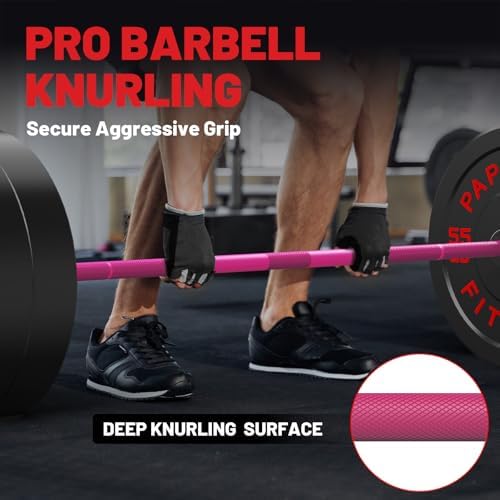 Papababe Olympic Barbell 45lb Weight Bar for Strength Training and Gym Use with 1000lb Weight Capacity Chrome/Zinc Plati