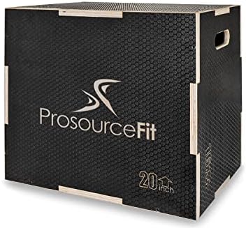 ProsourceFit 3-in-1 Wood Power Grip Non-Slip Plyometric Jump Box for Crossfit Enthusiasts, Home Gym Use, Black, 16L x 12