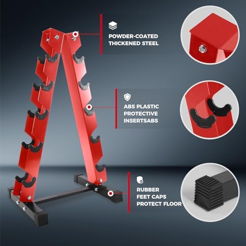 RitFit 250LB Rubber Hex Dumbbells with Weights Rack for Home Strength Training | RitFit 300LB Rubber Hex Dumbbells and