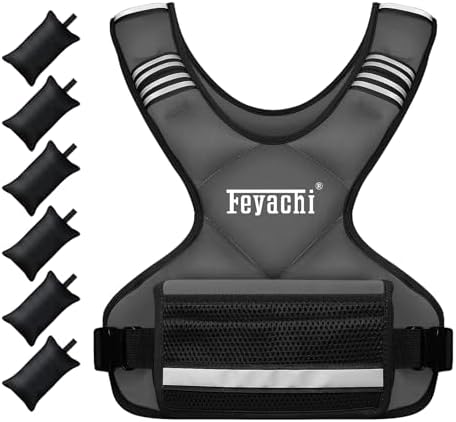 Feyachi Adjustable Weighted Vest for Running Workout and Training - 3-12 lbs / 12-20 lbs / 20-32 lbs - Reflective Design