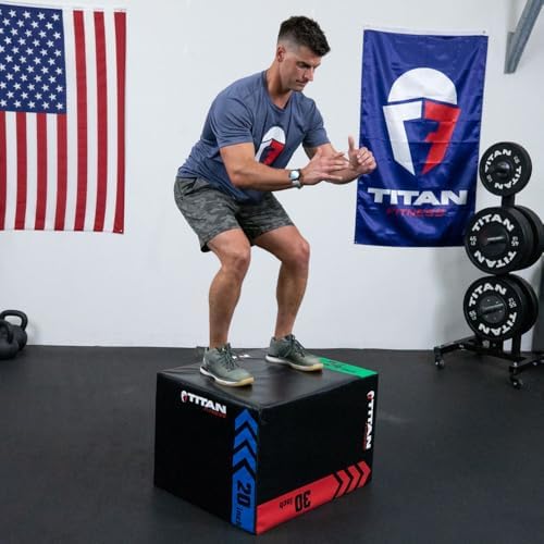 Titan Fitness Heavy Duty Pro-Duty HIIT Foam Plyometric Box for Home and Gym Use - Box Squats and Step-Ups, Suitable for