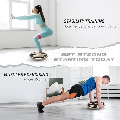 Yes4All Versatile Wooden Wobble Balance Board, Core Training, Exercise Balance Stability Trainer