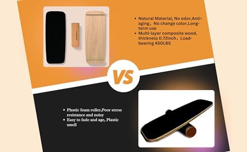 **Balance Board Trainer for Adults & Kids - Hockey Snowboard Wobble Board, Wood Made, 450lbs Core Trainer** | **Hockey