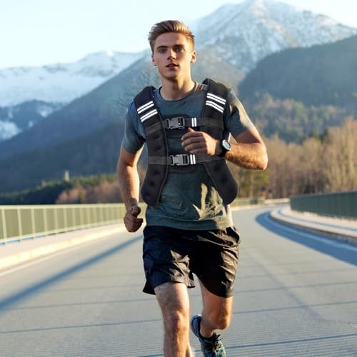 VEVOR Weighted Vest for Strength Training and Weight Loss, Reflective Stripe, Adjustable Buckle, 12/16/20/30 lbs