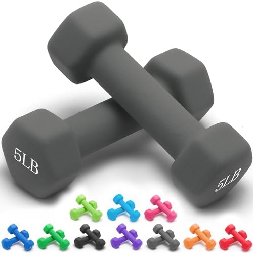 Portzon Dumbbells 10 Colors Options 1-15LB Anti-Slip Anti-Roll Hex Shape