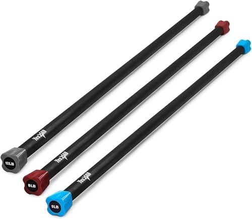 Yes4All Total Body Workout Weighted Bar for Strength Training and Home Gym Use - Single/Combo | Yes4All Resistance Ba