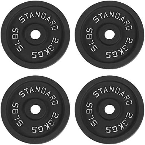 Fitvids Cast Iron Weight Plates 1" Standard Including Barbell Bar & Star Locks 95 Pounds Set