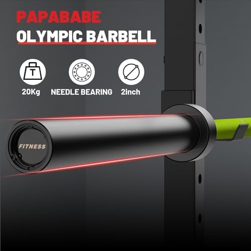 Papababe Olympic Barbell 45lb Weight Bar for Strength Training and Gym Use with 1000lb Weight Capacity Chrome/Zinc Plati