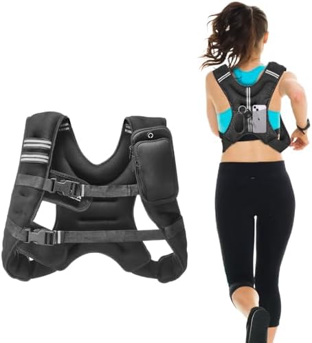 VEVOR Weighted Vest for Strength Training and Weight Loss, Reflective Stripe, Adjustable Buckle, 12/16/20/30 lbs