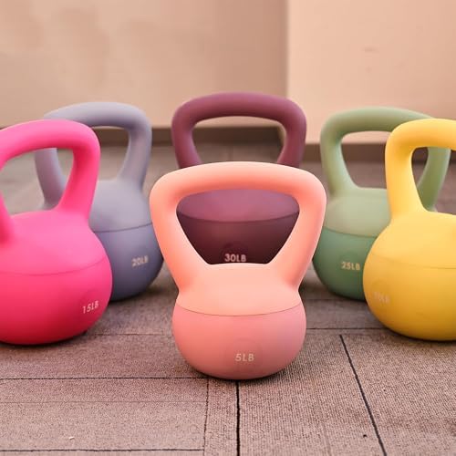 Fitvids Soft Kettlebells - Sea and Iron Sand Filled Weights - Color Coded Soft Vinyl Kettlebells - Multiple Sizes Fitv