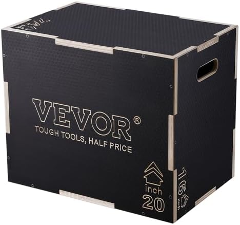 VEVOR 3 in 1 Plyometric Jump Box for Home Gym Training and Conditioning, Easy-to-Assemble Wood Plyo Box, Jumping Trainer