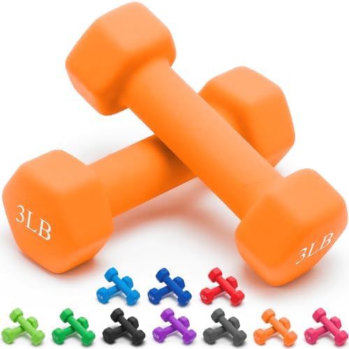 Portzon Dumbbells 10 Colors Options 1-15LB Anti-Slip Anti-Roll Hex Shape